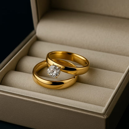 EternaLuxe | Classic Gold Couple Ring Set